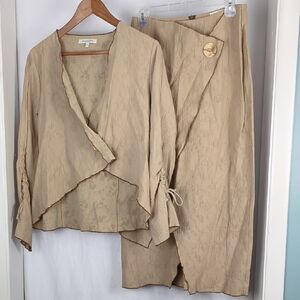 JACQUELINE RIU Women's Boho Wrap Two Piece Top & Skirt